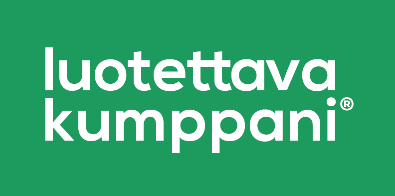 Valkoinen iskulause teollisuuden kumppanuudesta vihreällä pohjalla.